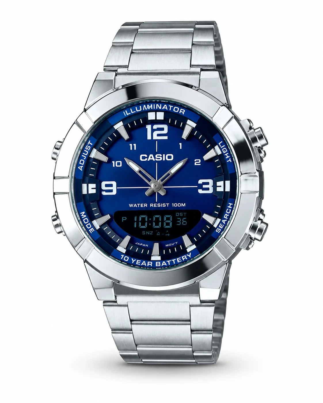Casio Analog-Digital Illuminator Watch with Steel Bracelet