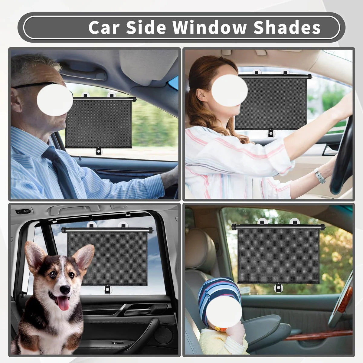 Retractable Car Window Sun Shades – 2-Piece Set