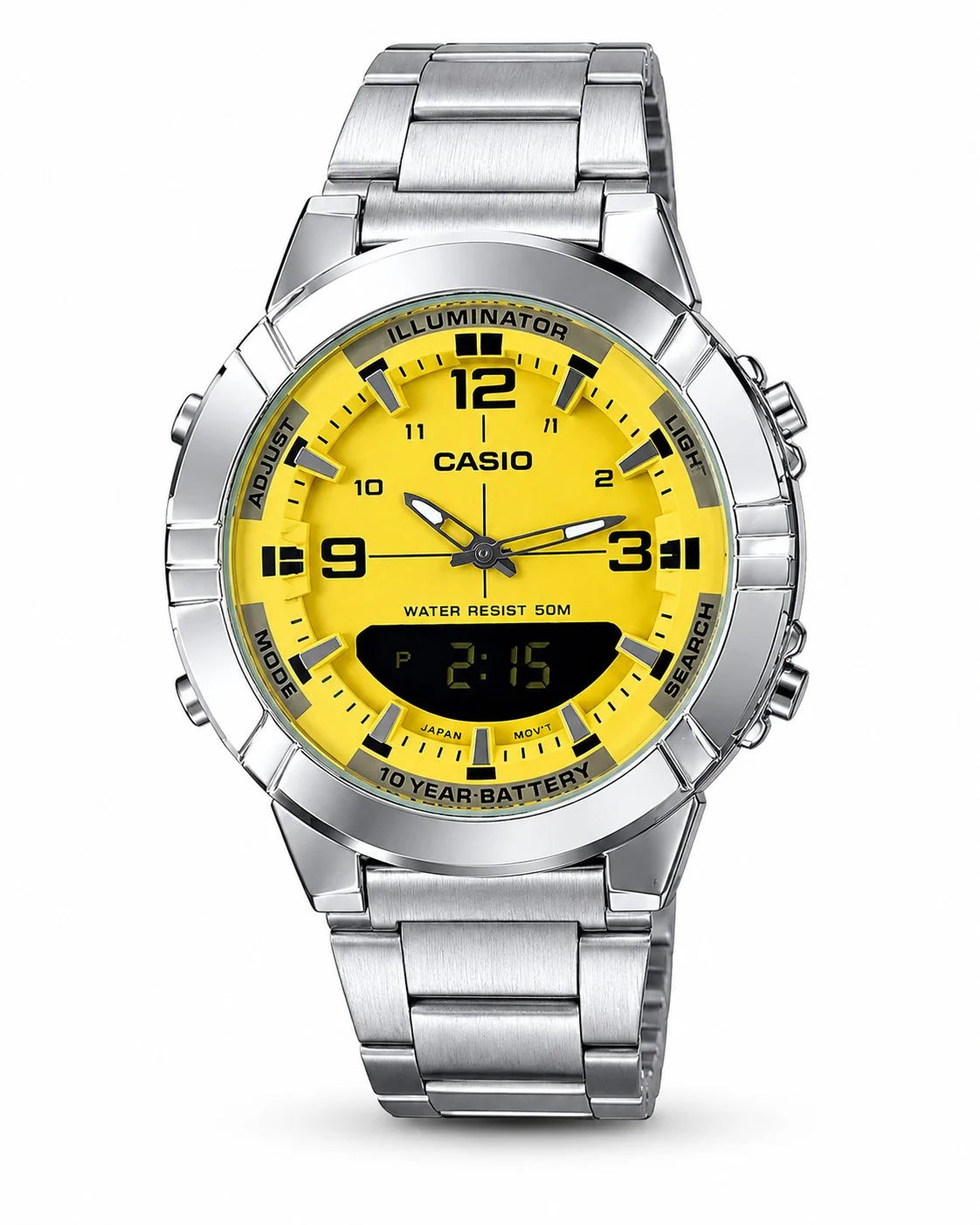 Casio Analog-Digital Illuminator Watch with Steel Bracelet