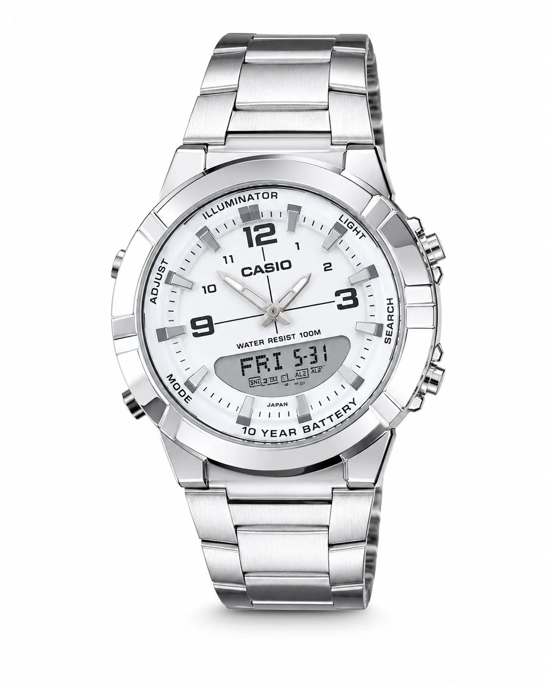Casio Analog-Digital Illuminator Watch with Steel Bracelet
