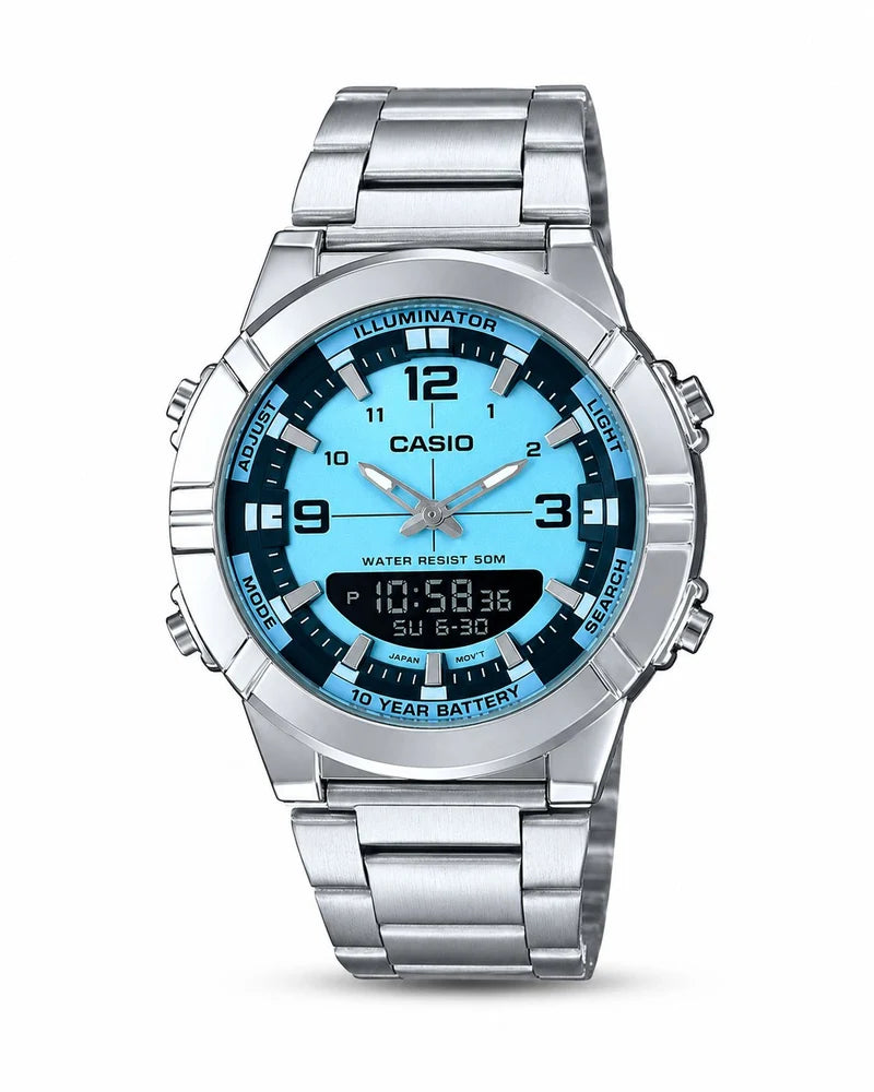 Casio Analog-Digital Illuminator Watch with Steel Bracelet