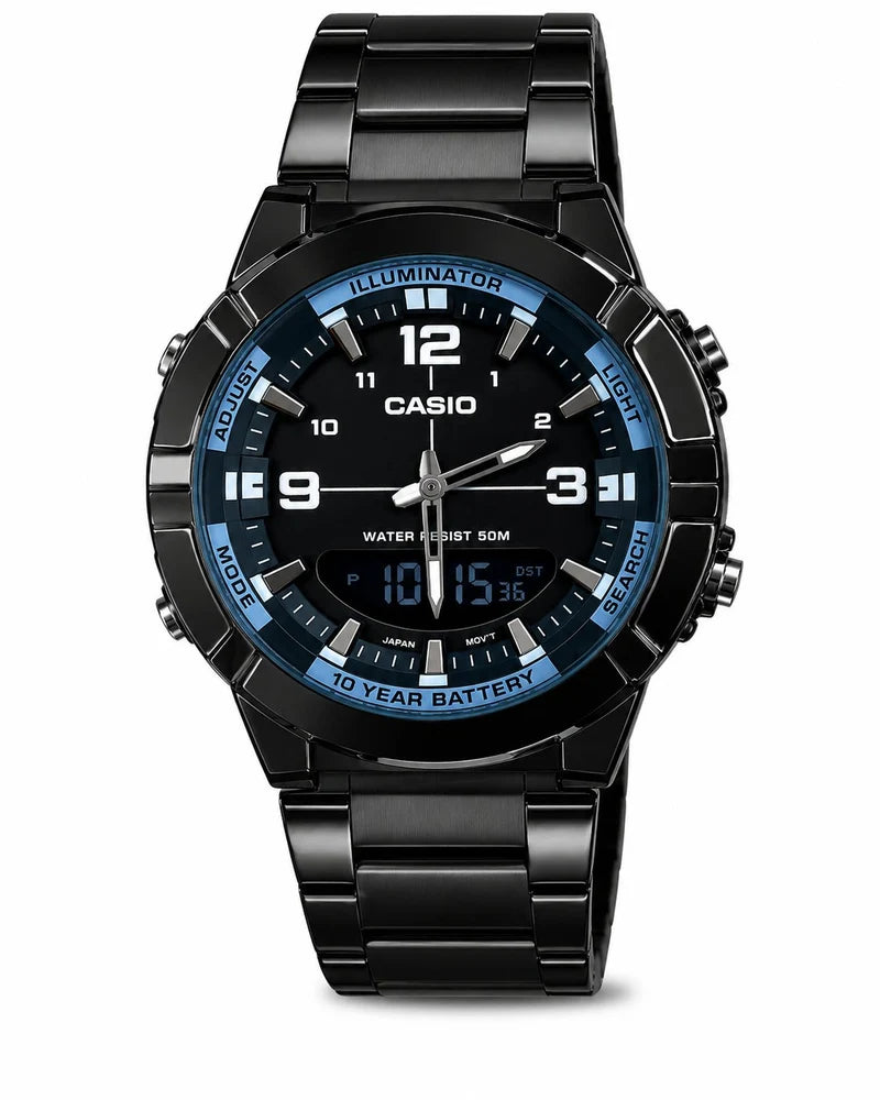 Casio Analog-Digital Illuminator Watch with Steel Bracelet