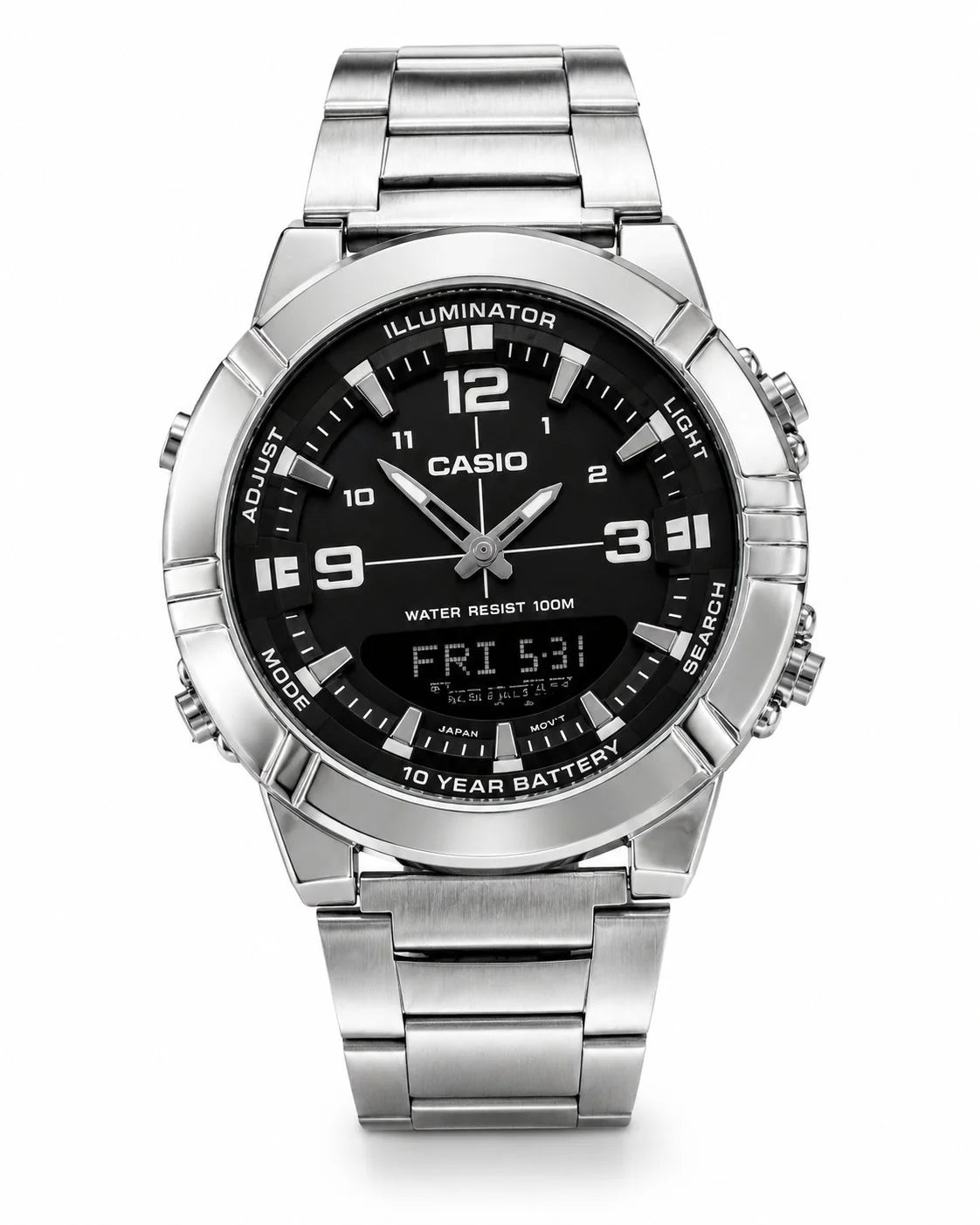 Casio Analog-Digital Illuminator Watch with Steel Bracelet