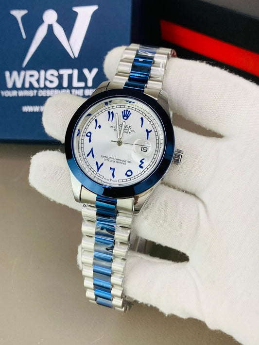 Silver & Black Men's Watch with Date Display
